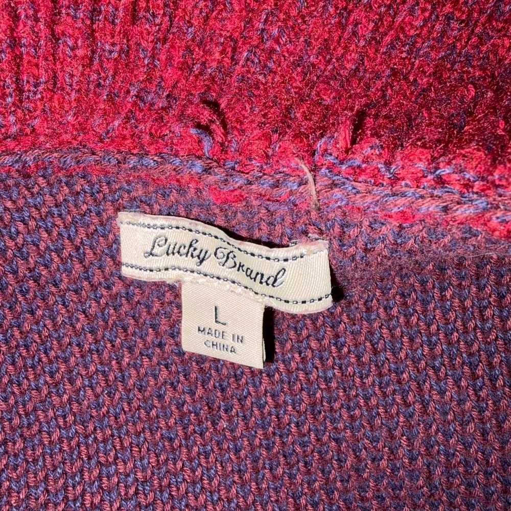 Lucky Brand Burgundy and Navy Knit Aztec sweater - Picture 6 of 6